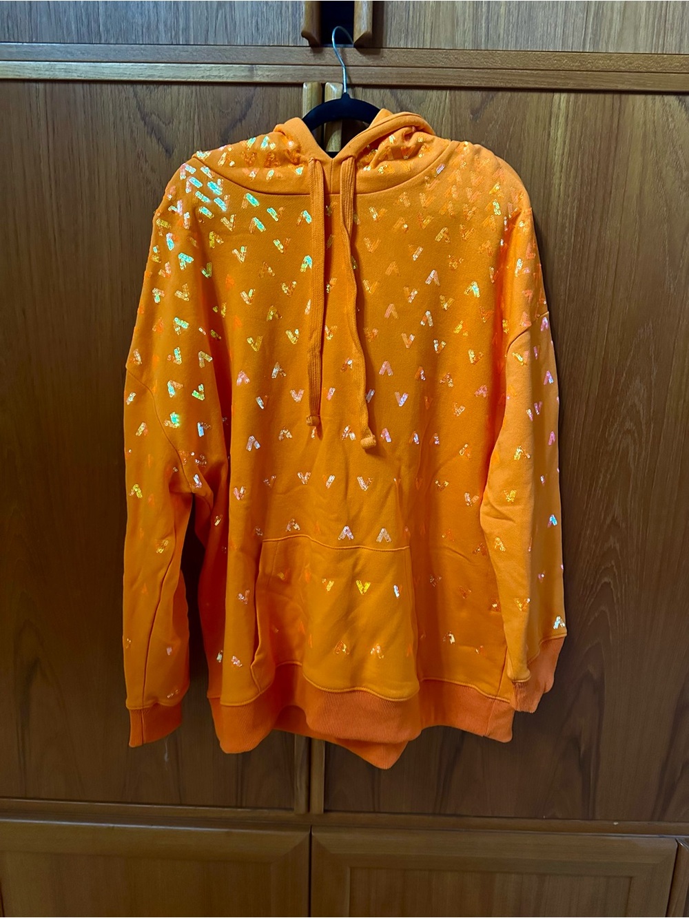 BUCKETLIST Orange Hoodie with Iridescent Accents